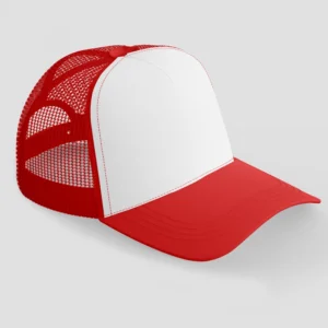 Gorra trucker roja frente blanco personalizada