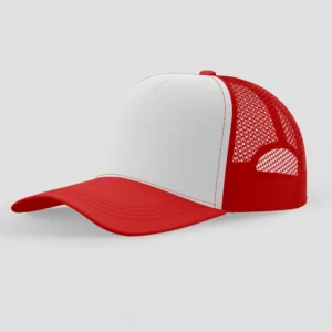 Gorra trucker roja frente blanco personalizada